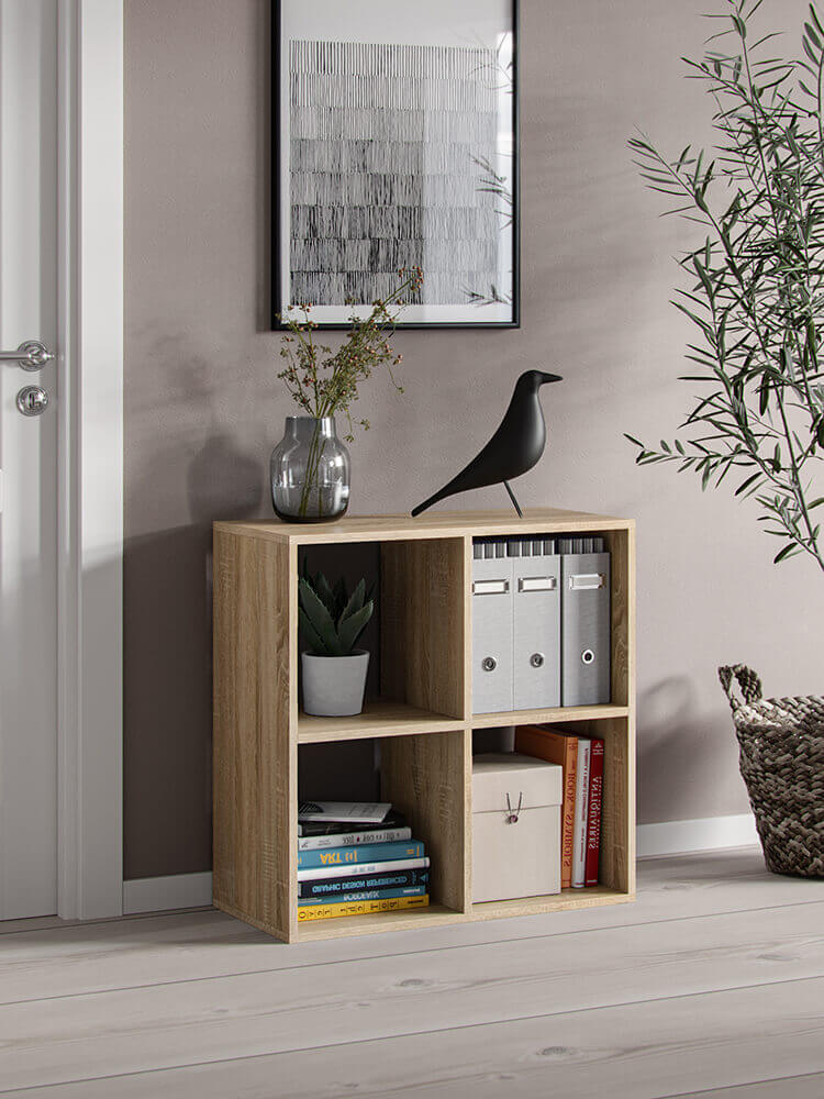 Libreria Platone Sonoma 70x70x30 cm con 4 scaffali