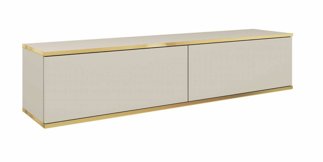 Porta TV sospeso 135 cm SIMETO beige frontale liscio