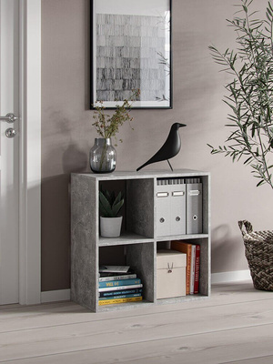 Libreria Platone Grigio Cenere con 4 scaffali