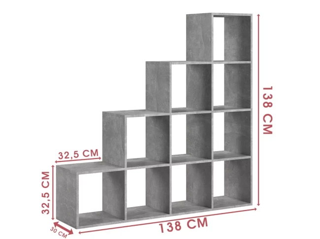Libreria Pitagora Grigio Cenere con 10 scaffali
