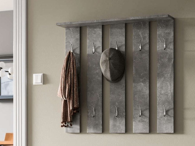 Appendiabiti da parete con 10 ganci STONE Grigio Cenere 82 x 85 cm