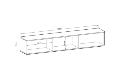 Porta TV sospeso 175 cm SIMETO grigio frontale liscio