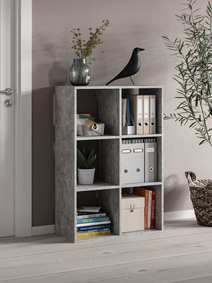 Libreria Socrate Grigio Cenere con 6 scaffali