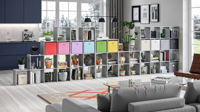 Libreria Pitagora Grigio Cenere con 10 scaffali