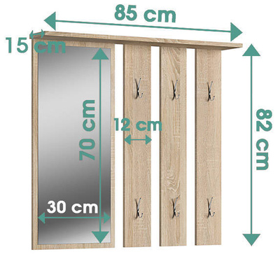 Appendiabiti da parete con specchio APRIL Sonoma