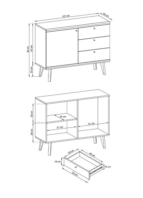 Comò Sangro 107 con Cassetti Rovere Riviera Bianco