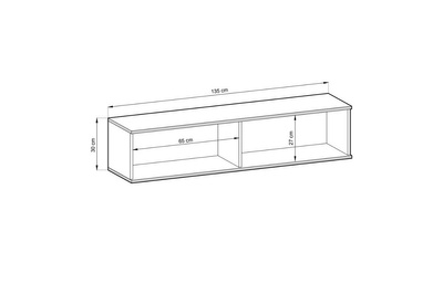 Porta TV sospeso 135 cm SIMETO bianco opaco frontale liscio