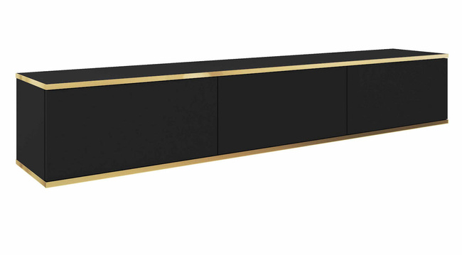 Porta TV sospeso 175 cm SIMETO nero frontale liscio