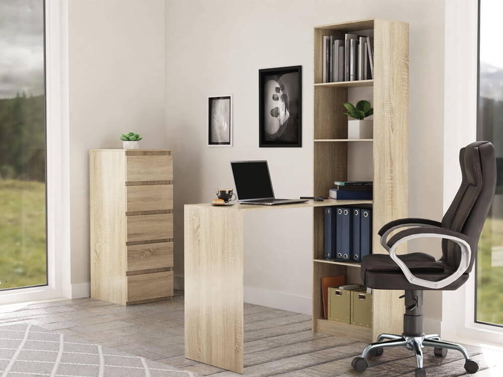 Scrivania Home Office con scrittoio con libreria, Scrivania da