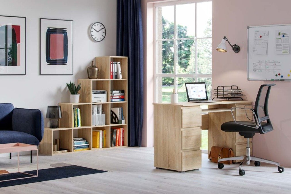 Set mobili da ufficio - Scrivania Jaris + Libreria Pitagora Sonoma Rovere  Sonoma - negozio di mobili