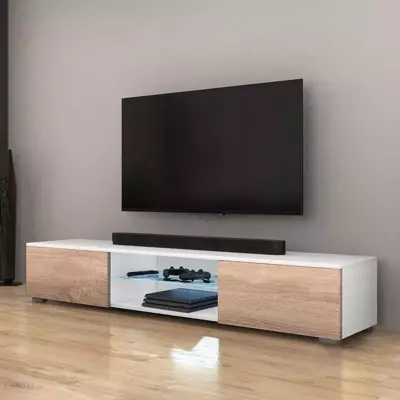 Porta TV Bridgette Bianco Opaco e Rovere Sonoma40 x 140 x 36 cm