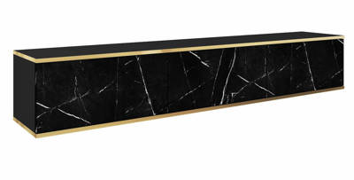 Porta TV sospeso 175 cm SIMETO colore marmo nero Black Royal frontale liscio